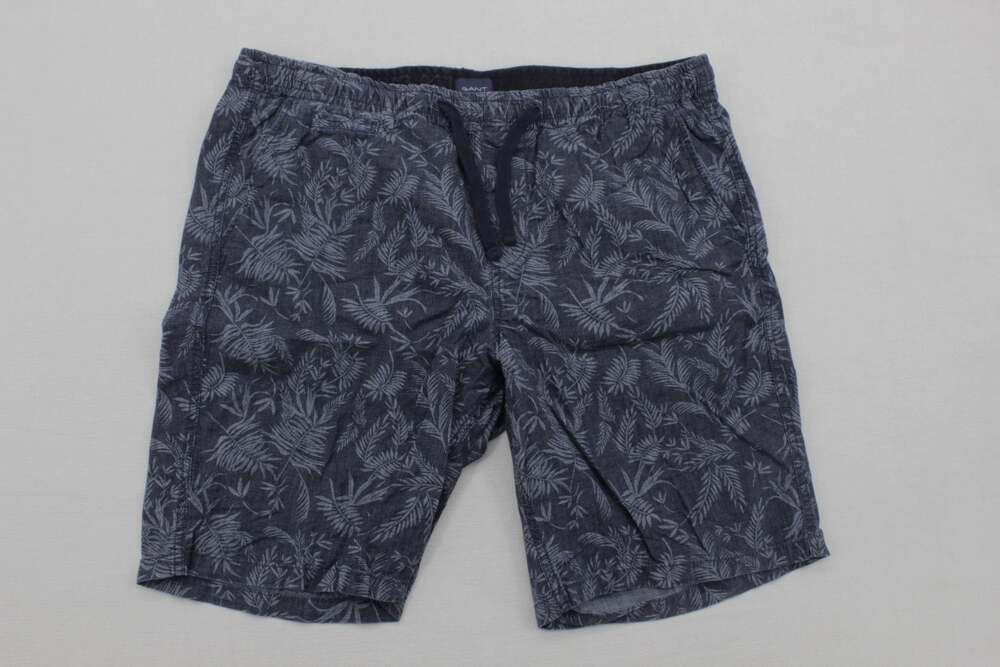GANT Men's Relaxed Fit Navy Tropical Palm Leaf Print Drawstring Shorts